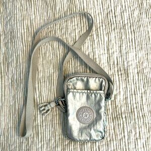 Metallic pewter Kipling crossbody bag